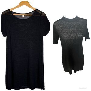 Eileen Fisher Extra Extra Small Oversized
Open Knit Linen Tunic black